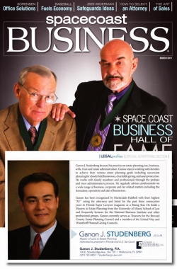 Ganon J. Studenberg was featured in Space Coast Business March 2011